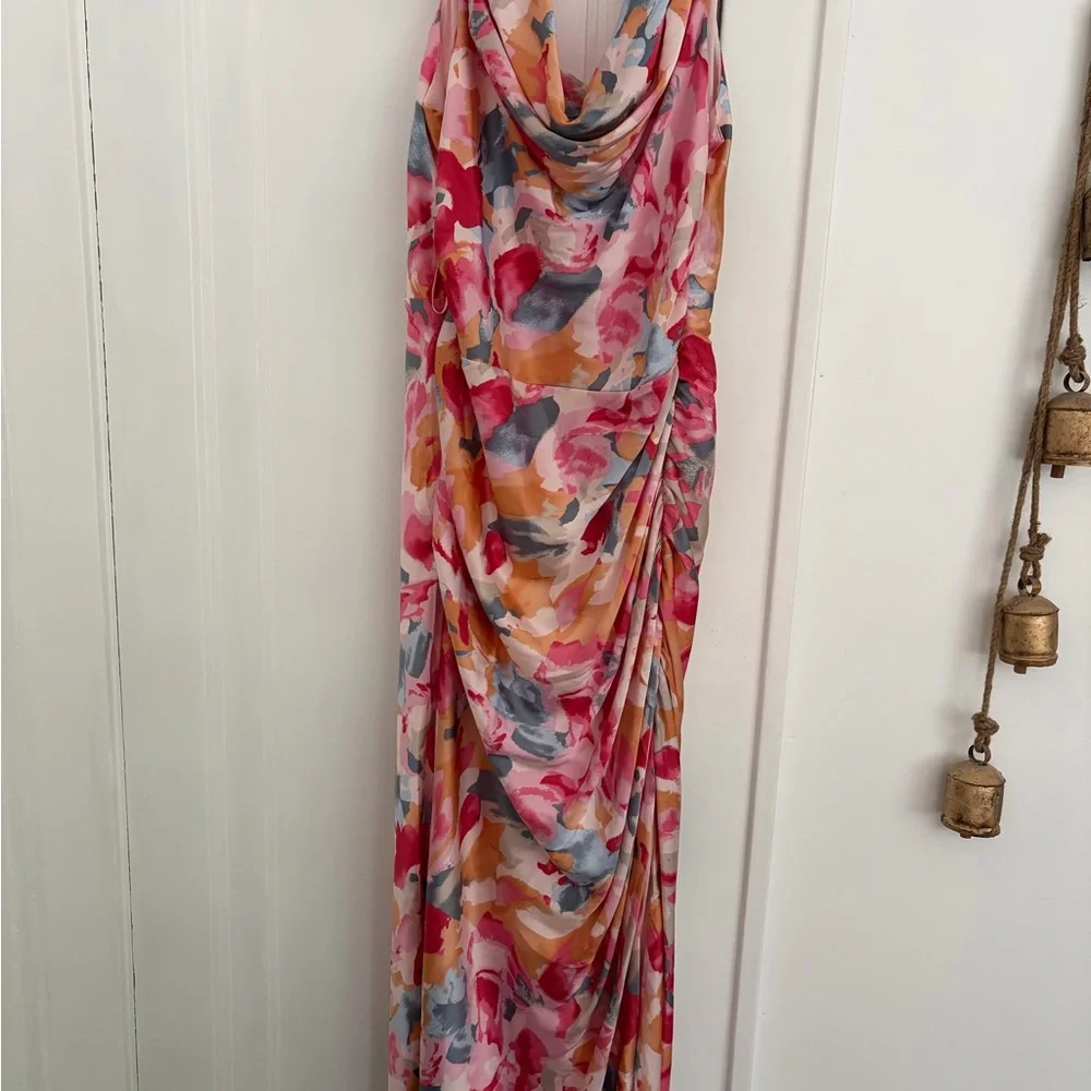 Abercrombie Floral Watercolor Cowl Neck Maxi Dress